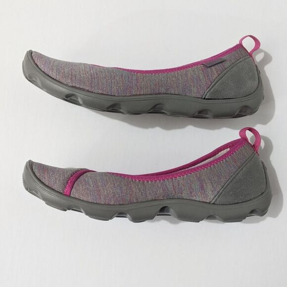 Crocs Flats Women's 8 Busy Day Ballet Pink Grey Slip On Stretch Loafer Shoes - Picture 3 of 10